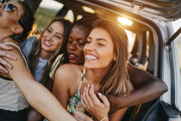 istock Friends having fun on road trip 1221814930