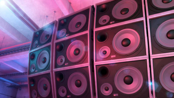 istock Stack of loudspeakers in a music club 1221814936
