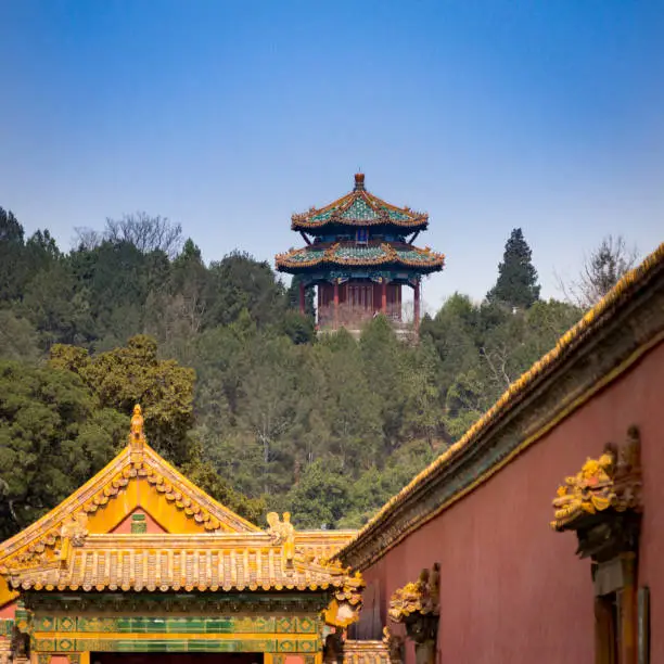 Looking at Jingshan Park from the Forbidden City, Beijing, China