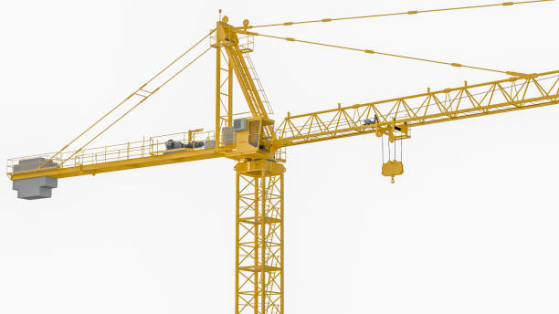 istock yellow tower crane on white background 1221818102
