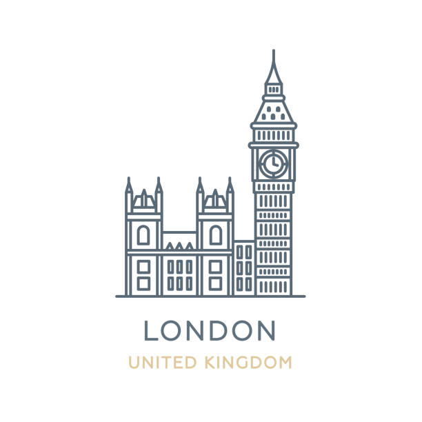 illustrazioni stock, clip art, cartoni animati e icone di tendenza di london city, regno unito - big ben illustrations