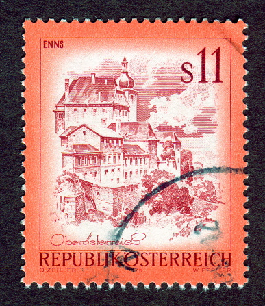 Austria stamps: Shows Enns, from the series \