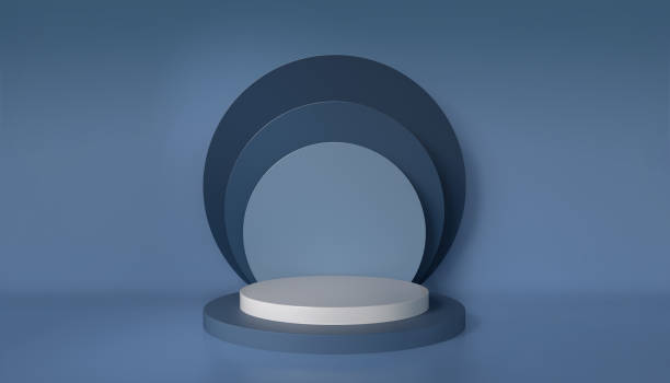 istock 3D illustration abstract minimal concept with podium. Premium mock up background, platform for product presentation. 1221828748