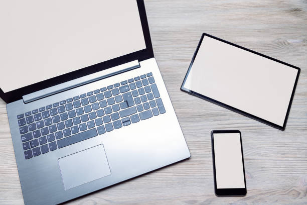 istock aptop, tablet and phone with blank screen 1221830768