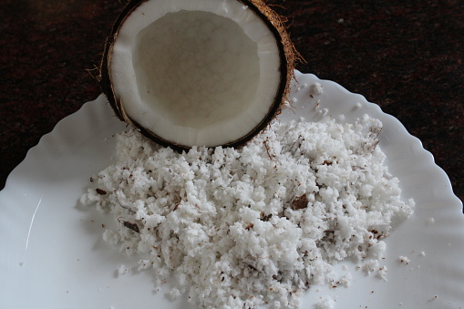 Coconut flakes in a plate