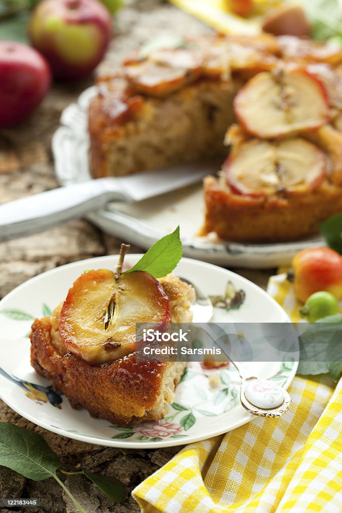 apple cake Homemade Apple Upside Down Cake Apple - Fruit Stock Photo