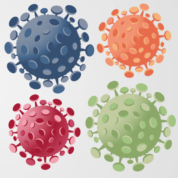 Set of four coronavirus symbols. vector art illustration