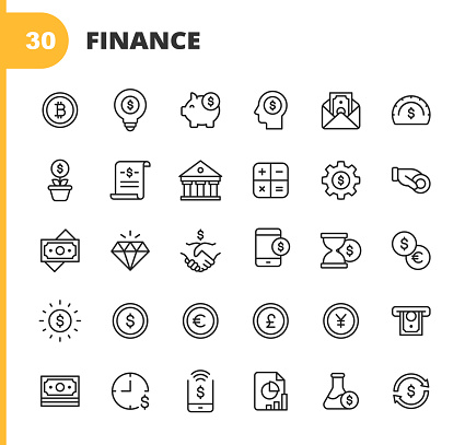 30 Finance and Banking Outline Icons.