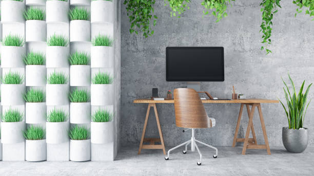 istock Work at Home Concept Home Office Interior with Computer Monitor 1221838814