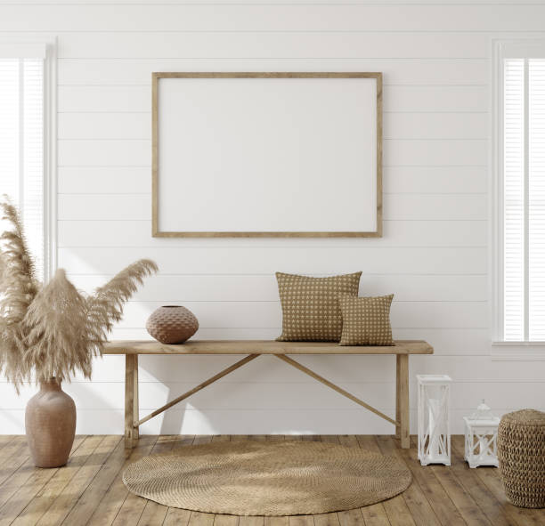 istock Frame mockup in farmhouse living room interior 1221840340