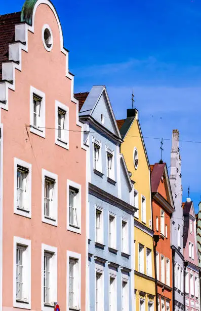 historic gothic facades at the famous old town of Landshut