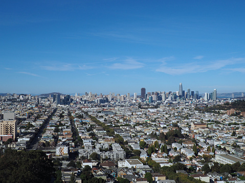 San Francisco city view from Bernal Heights Park, San Francisco, California