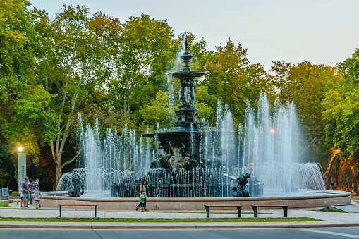 MENDOZA, ARGENTINA, APRIL - 2019 - Continent fountain, san martin park, mendoza capital, argentina