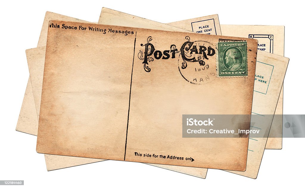 Stack Of Old Blank Postcards Stock Photo - Download Image Now - Mail,  Postcard, Stack - iStock