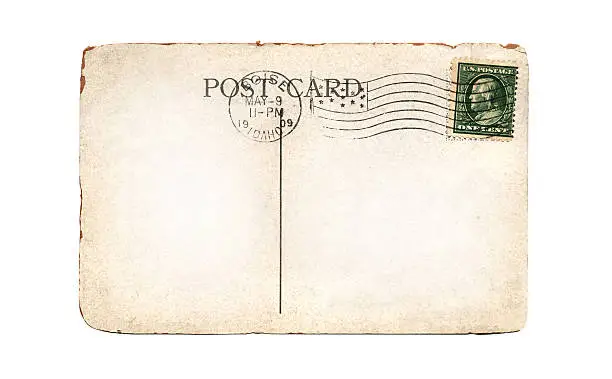 Photo of Old, Blank Postcard with Copy Space