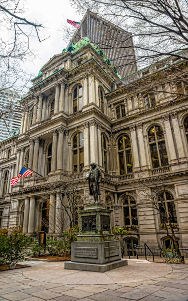 istock Old Town Hall and Benjamin Franklin Statue of downtown Boston reflex 1221845929