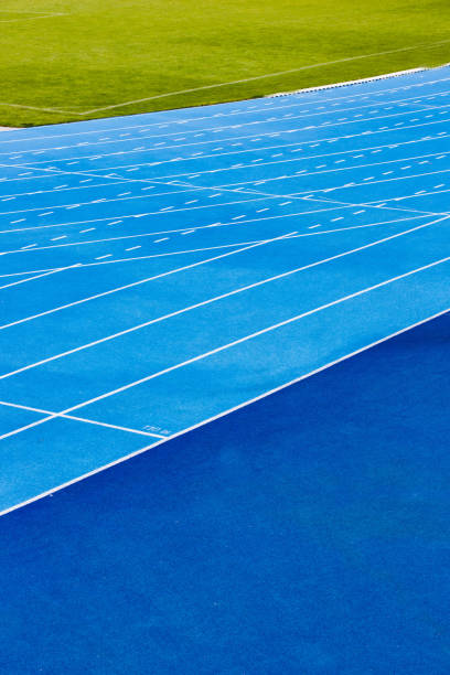 istock Photo of blue stadium tracks 1221847898
