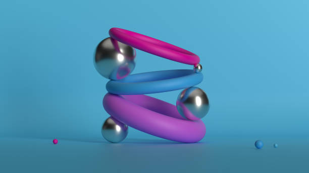 istock 3d render modern balance sculpture. Figure made of primitive shapes. Smooth low contrast light. 1221848119