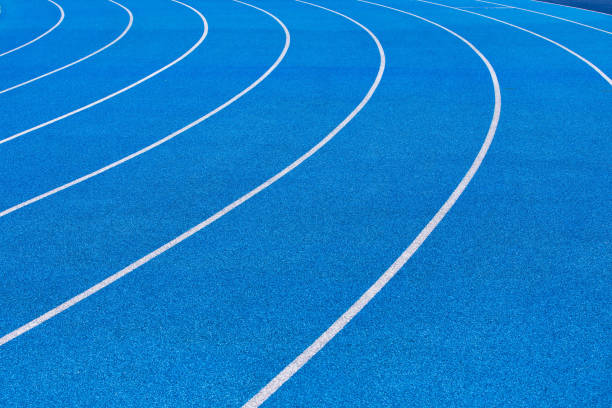 istock Photo of blue stadium tracks 1221848818