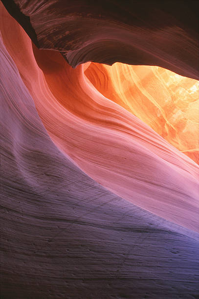 Lower Antelope Canyon as viewed within a slot canyon stock photo