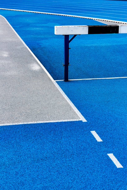 istock Photo of blue running tracks 1221850024