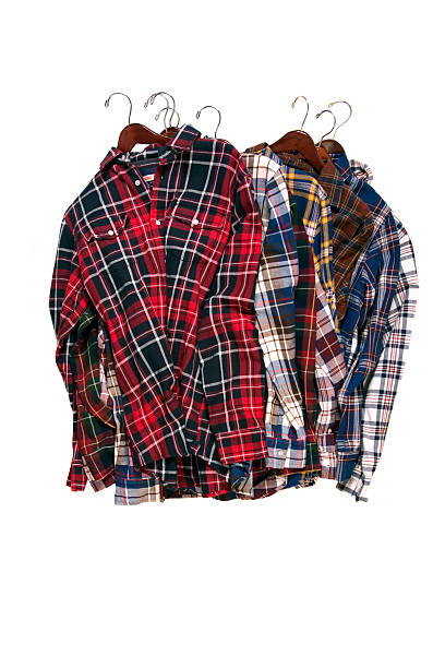 istock Men's Flannel Shirts on White Background 122185068