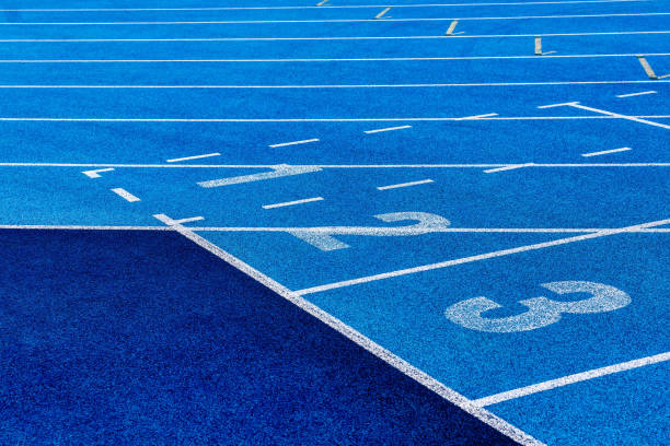 istock Photo of blue stadium tracks 1221852270