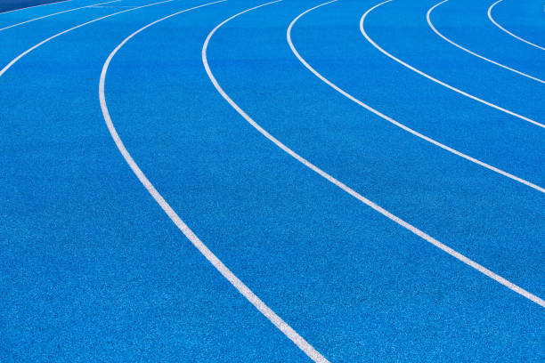 istock Photo of blue stadium tracks 1221852644