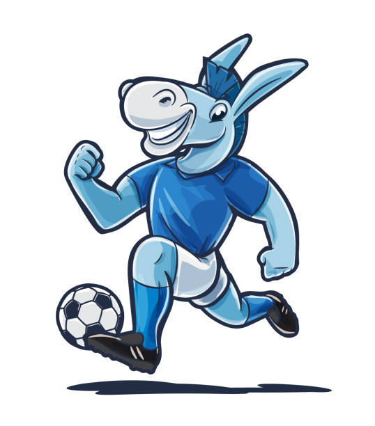 illustrazioni stock, clip art, cartoni animati e icone di tendenza di asino gioca a calcio - napoli