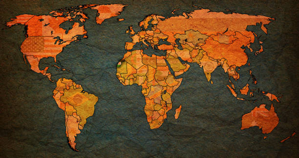 istock western sahara flag and territory on political world map 1221856524