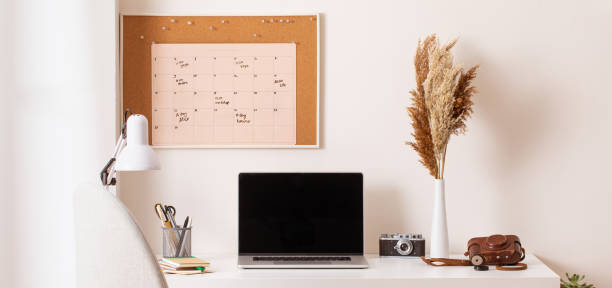 istock At home still life, cozy workplace with laptop 1221860029