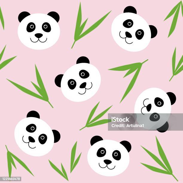 Vetores de Desenho Panda Rosto Padrão Perfeito Fundo Rosa Infantil Bonito  Com Rosto De Urso Panda Kawaii E Folhas De Bambu e mais imagens de Panda -  Mamífero de quatro patas - iStock