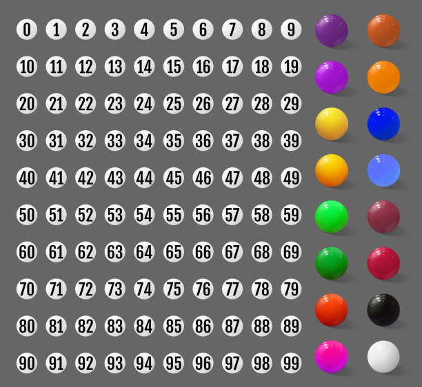 Set of lotto balls and numbers to them. Vector Set of lotto balls and numbers to them. Collection for creating basic lotto balls. Vector number machine stock illustrations