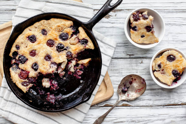 istock Cherry Cobbler Baked in Cast Iron Pan 1221867991