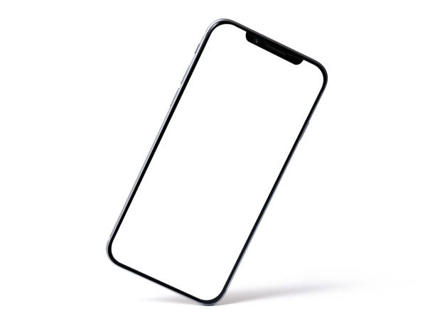 istock Smartphone mockup, phone with blank screen and shadow isolated on white background. Symbol of lightness freshness airiness. Modern technologies social networks and applications. Copy space 1221871441