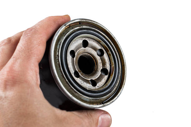 istock Old and dirty oil filter isolated on white background.Copy space. 1221871478