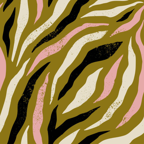 hintergrund mit bunten zebra-hautmuster. trendige handgezeichnete texturen. - tiger skin stock-grafiken, -clipart, -cartoons und -symbole