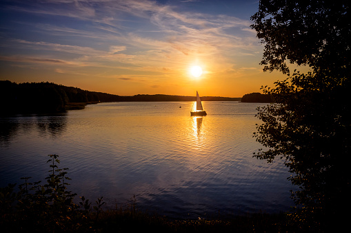 Vacations in Poland - Sunset over the Talty lake in Masuria, land of a thousand lakes