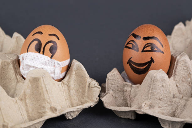 Eggs  wearing medical masks