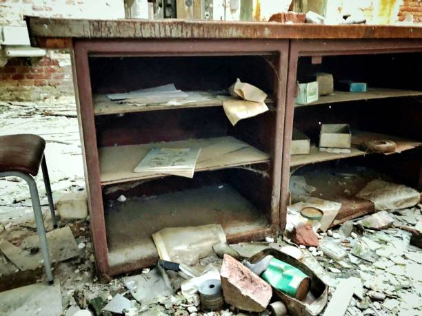 istock an old book shelf in factory 1221877828