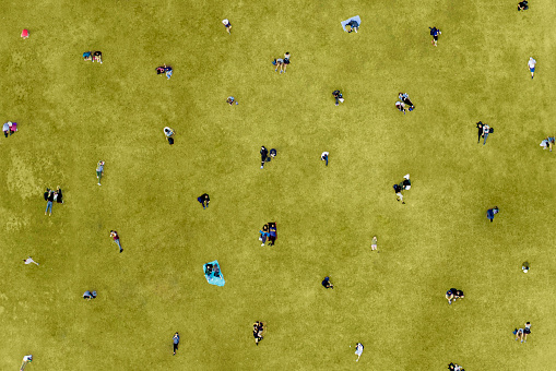 Aerial View of People Social Distancing at the park