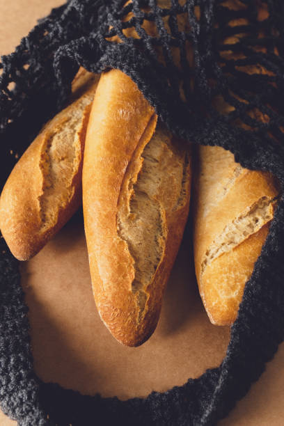 istock Reusable bag with fresh baguettes. 1221881965