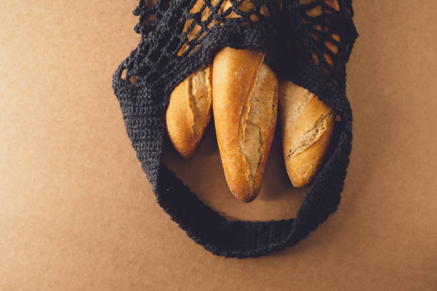 istock Reusable bag with fresh baguettes. 1221882582