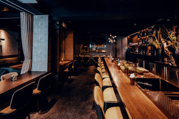 istock Modern empty cafe or night club, closed down during pandemic lockdown 1221884172