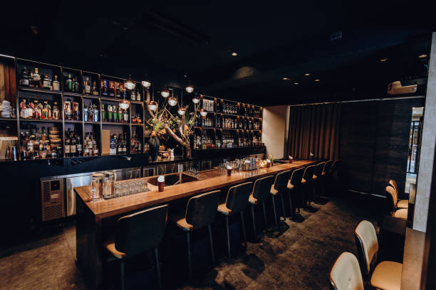 istock Modern empty cafe or night club, closed down during pandemic lockdown 1221884372