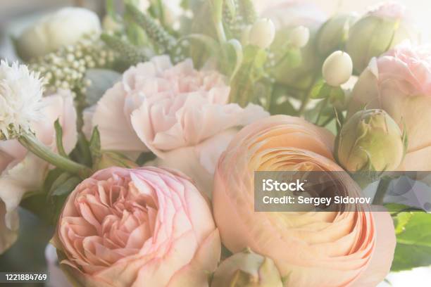 A Magical Bouquet Of Flowers In Pastel Colors Stock Photo - Download Image Now - Flower, Bouquet, Rose - Flower