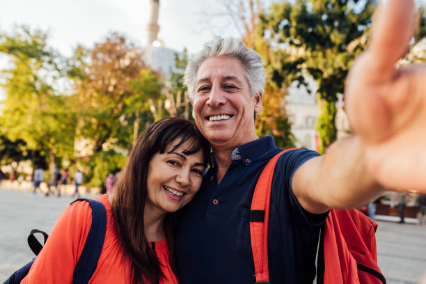 istock Selfie of a middle eastern couple on a journey 1221890056