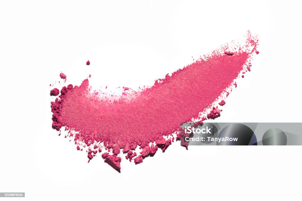 Crashed and smudged bright pink eye shadow crumpled trampled on white isolated background Crashed smudged multi-colored grey eye shadow powder crumpled trampled on white isolated background Make-Up Stock Photo