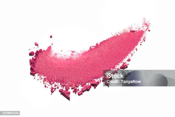 Crashed And Smudged Bright Pink Eye Shadow Crumpled Trampled On White Isolated Background Stock Photo - Download Image Now