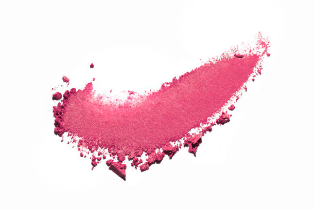 crashed and smudged bright pink eye shadow crumpled trampled on white isolated background - blush imagens e fotografias de stock